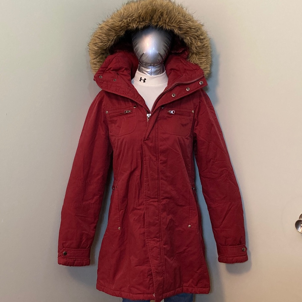Costa Blanca Women's Burgundy Parka with Faux Fur Hood